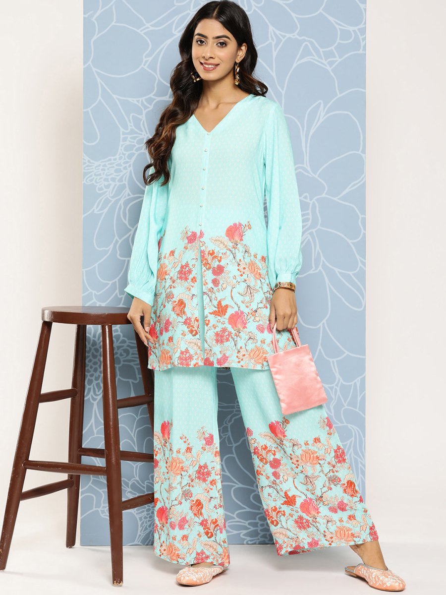 Ahalyaa Floral Printed Ethnic Co-Ords | Grocsy