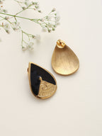 trueBrowns Brass Black Stone Drop Stud Earrings | Grocsy