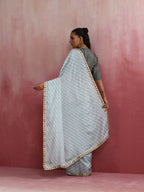 trueBrowns Grey Muslin Silk Saree | Grocsy