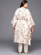Ahalyaa Plus Size Floral Printed Flared Sleeves Kaftan Kurta | Grocsy