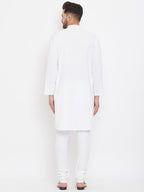 Even Apparels White Solid Kurta With Band Collar | Grocsy