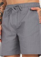 Fabmade Slate Drift Linen Pyjama Shorts | Grocsy