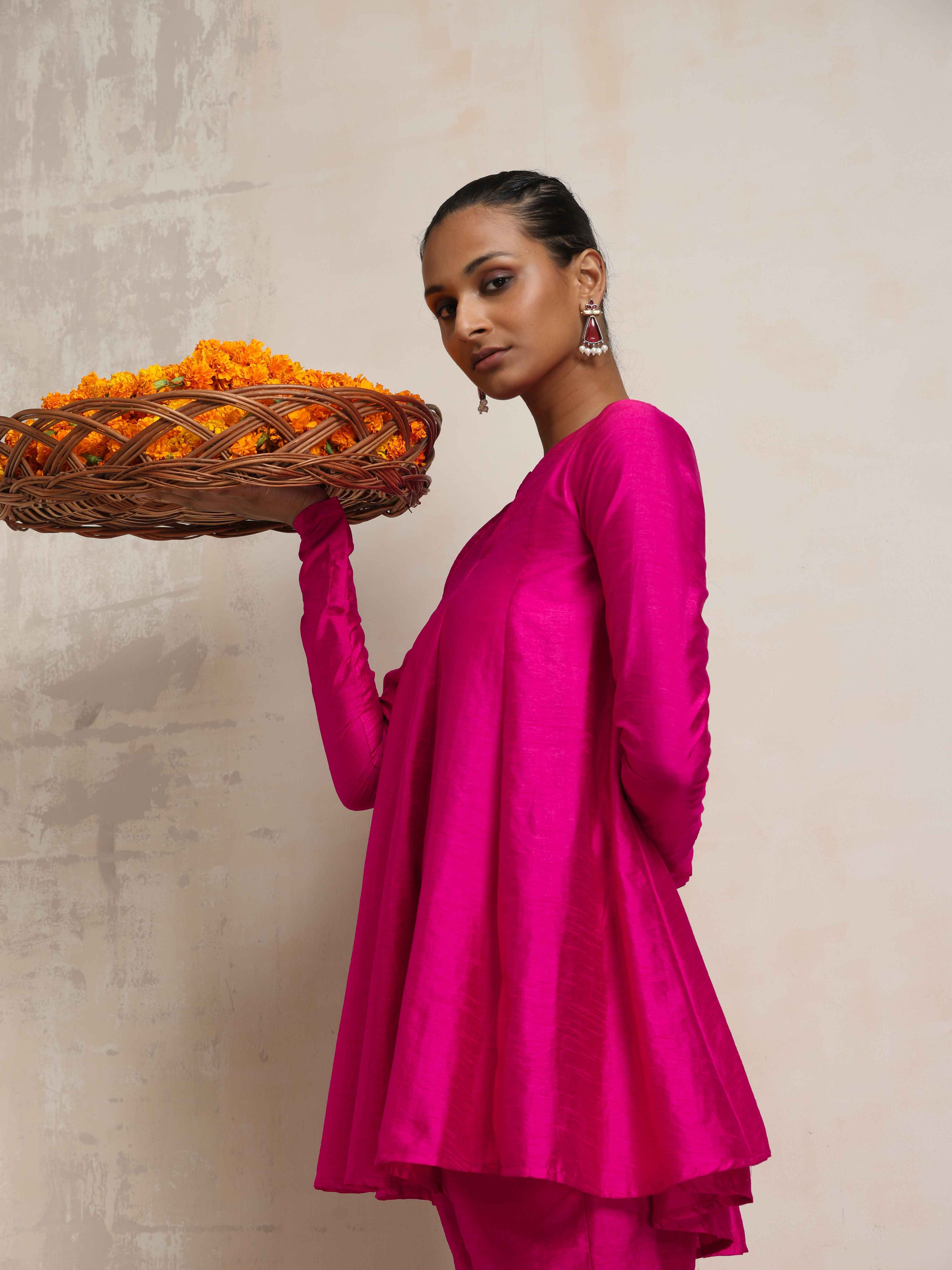 trueBrowns Pink Silk Co-ord Set | Grocsy