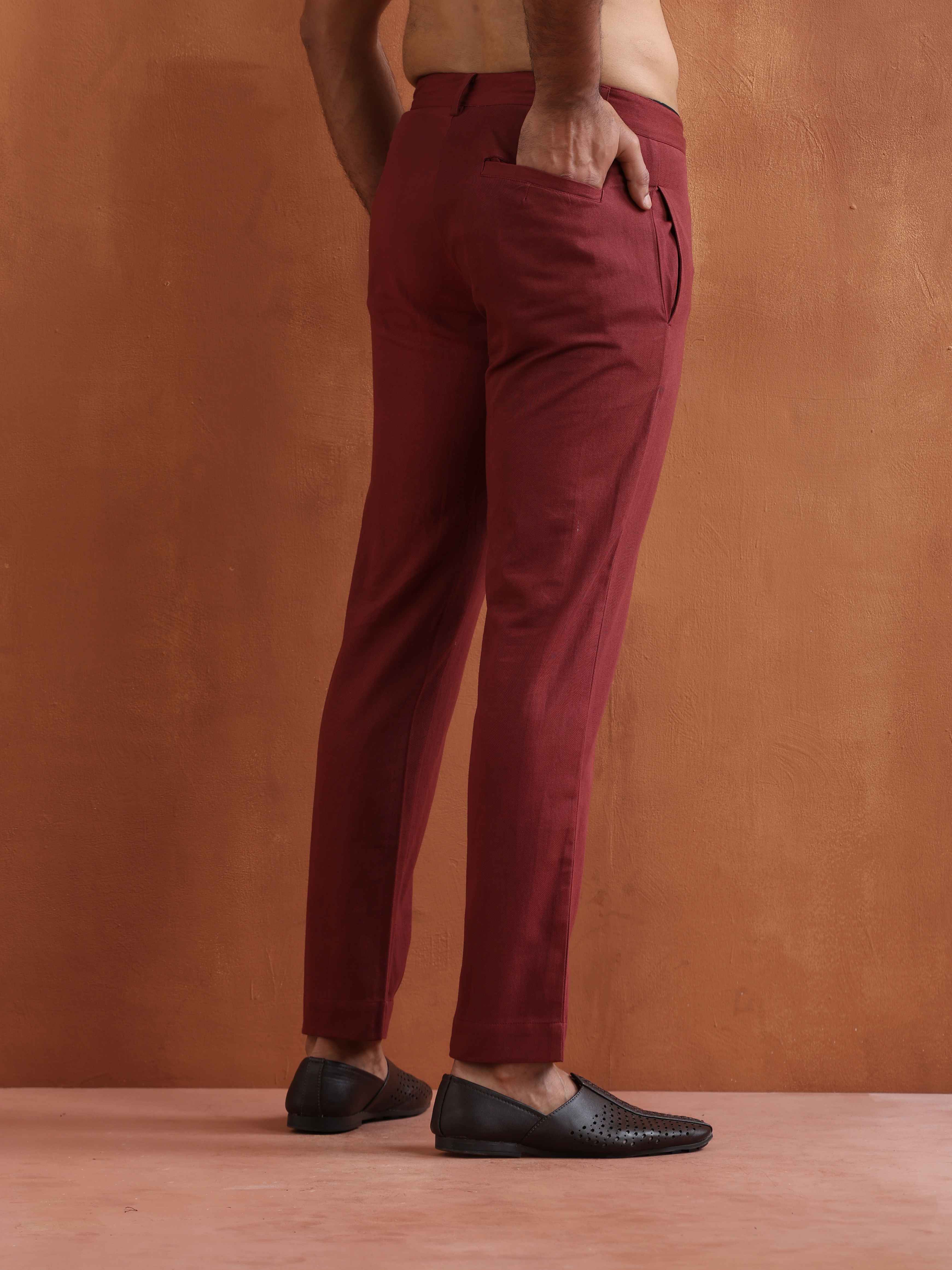 trueBrowns Men's Rust Cotton Twill Pants | Grocsy