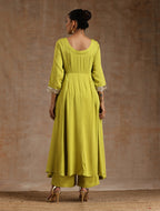 trueBrowns Lime Modal Satin Anarkali Set | Grocsy