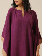 trueBrowns Plum Purple Slub Texture High Low Kaftan Pant Set | Grocsy