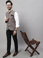 Even Apparels Men's Beige Pure Wool Nehru Jacket | Grocsy