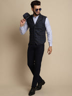 Even Apparels Men's Blue Waistcoat with Notched Lapel | Grocsy