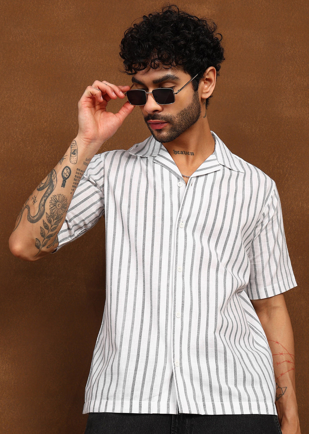 Fabmade Linear Drift Linen Shirt | Grocsy