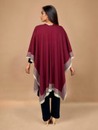 trueBrowns Maroon Woollen Kaftan Cape | Grocsy