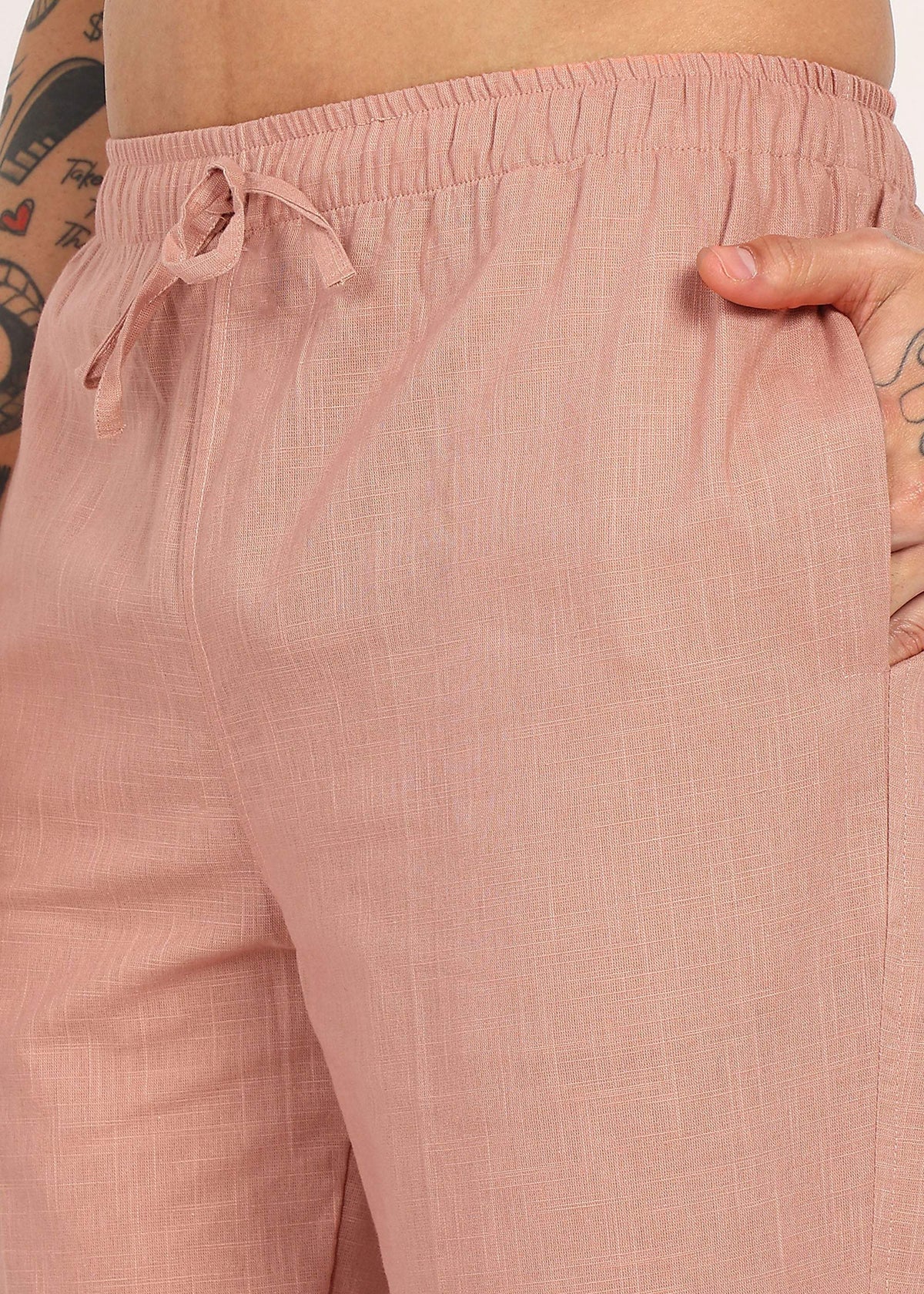 Fabmade Men’S Peach Linen Pyjama | Grocsy