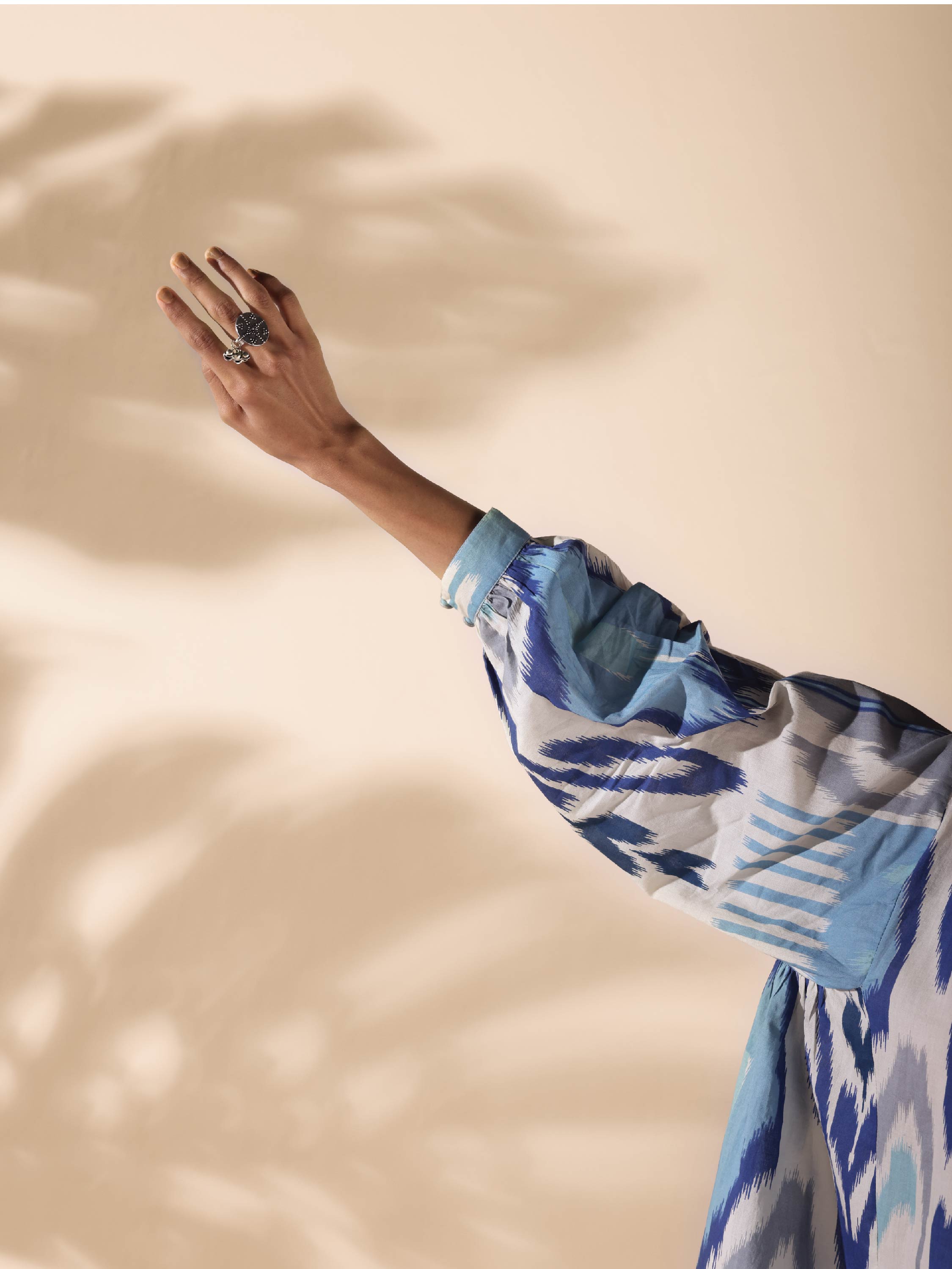 trueBrowns Blue Cotton Ikat Short Co-ord Set | Grocsy