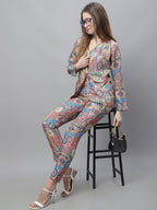 Jainish Women's WoDigital Printed Crop Top and Jacket Set - Multi | Grocsy