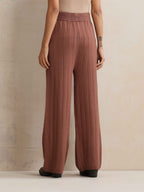 trueBrowns Peach Woollen Flared Pants | Grocsy