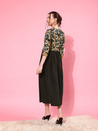 Ahalyaa Floral Printed Empire Midi Dress | Grocsy