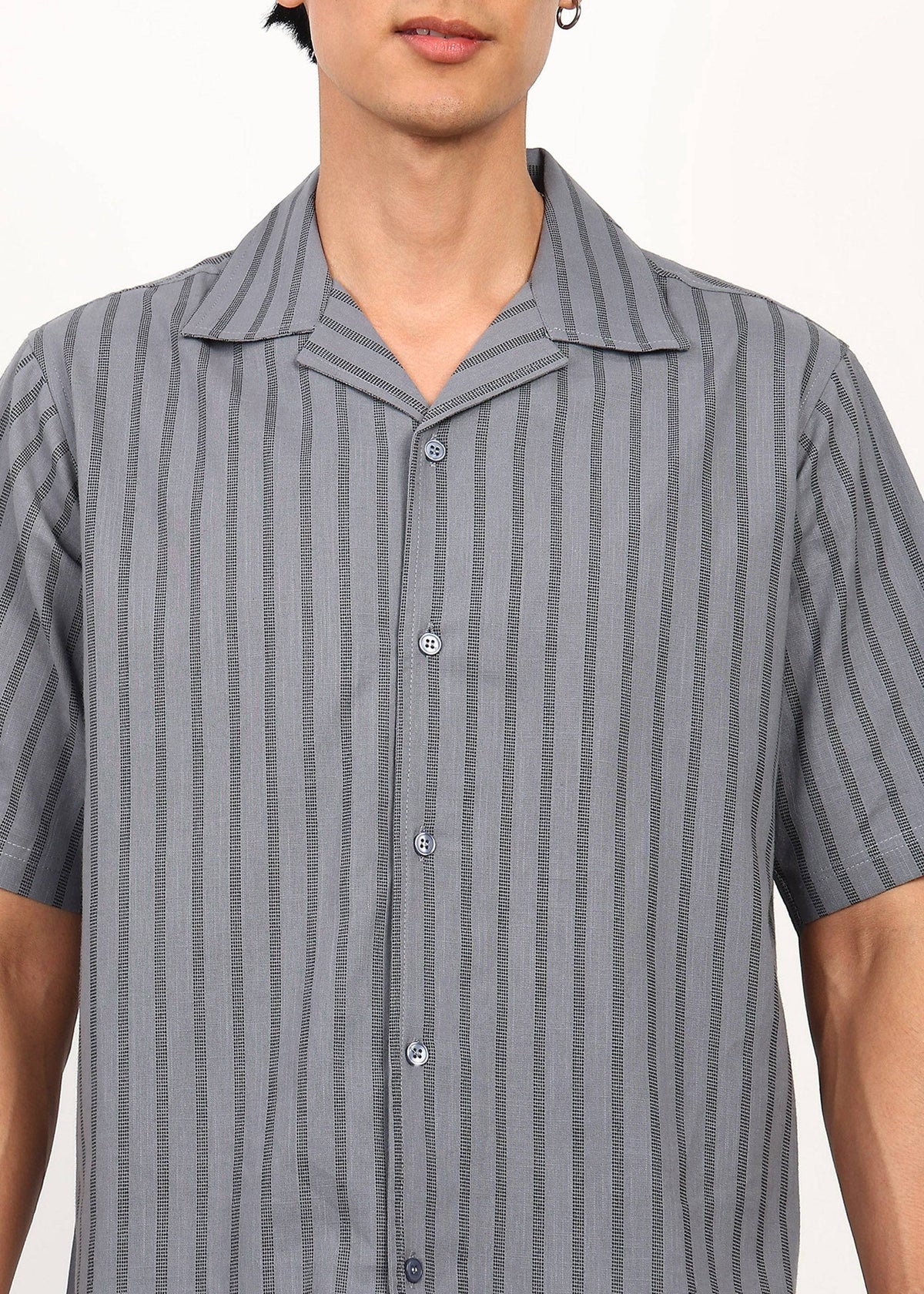 Fabmade Graphite Stripe Short-Sleeve Shirt | Grocsy