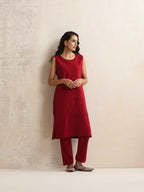 trueBrowns Red Kashmiri Woollen Jacket 3pc Set | Grocsy