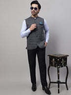 Even Apparels Men's Grey Nehru Jacket With Welt Pockets | Grocsy