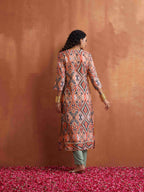 trueBrowns Beige Abstract Print Kurta Set | Grocsy