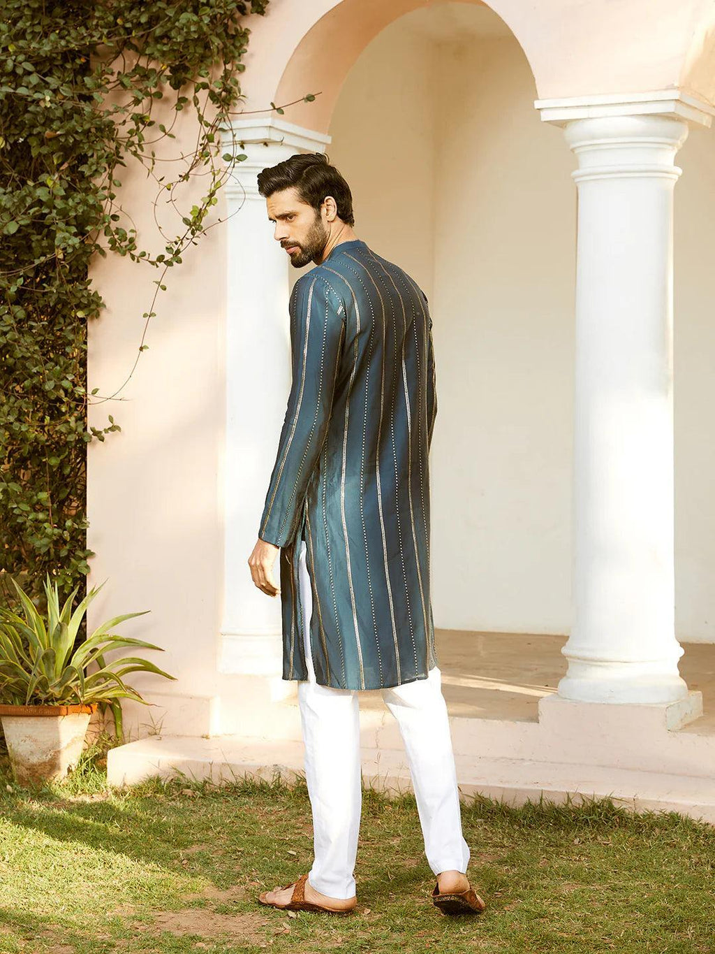 Fabmade Embroidered Regular Sequinned Chanderi Silk Kurta With Pyjamas | Grocsy