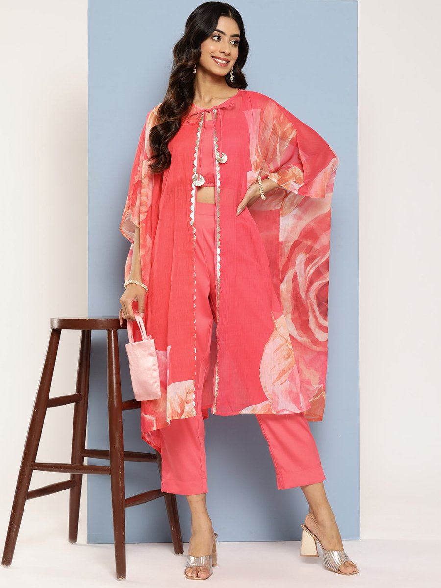 Ahalyaa Women Top with Palazzos & Shrug | Grocsy