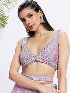 House of Panchhi Lavender Georgette Sequins And Thread Embroidery Lehenga Choli & Dupatta | Grocsy