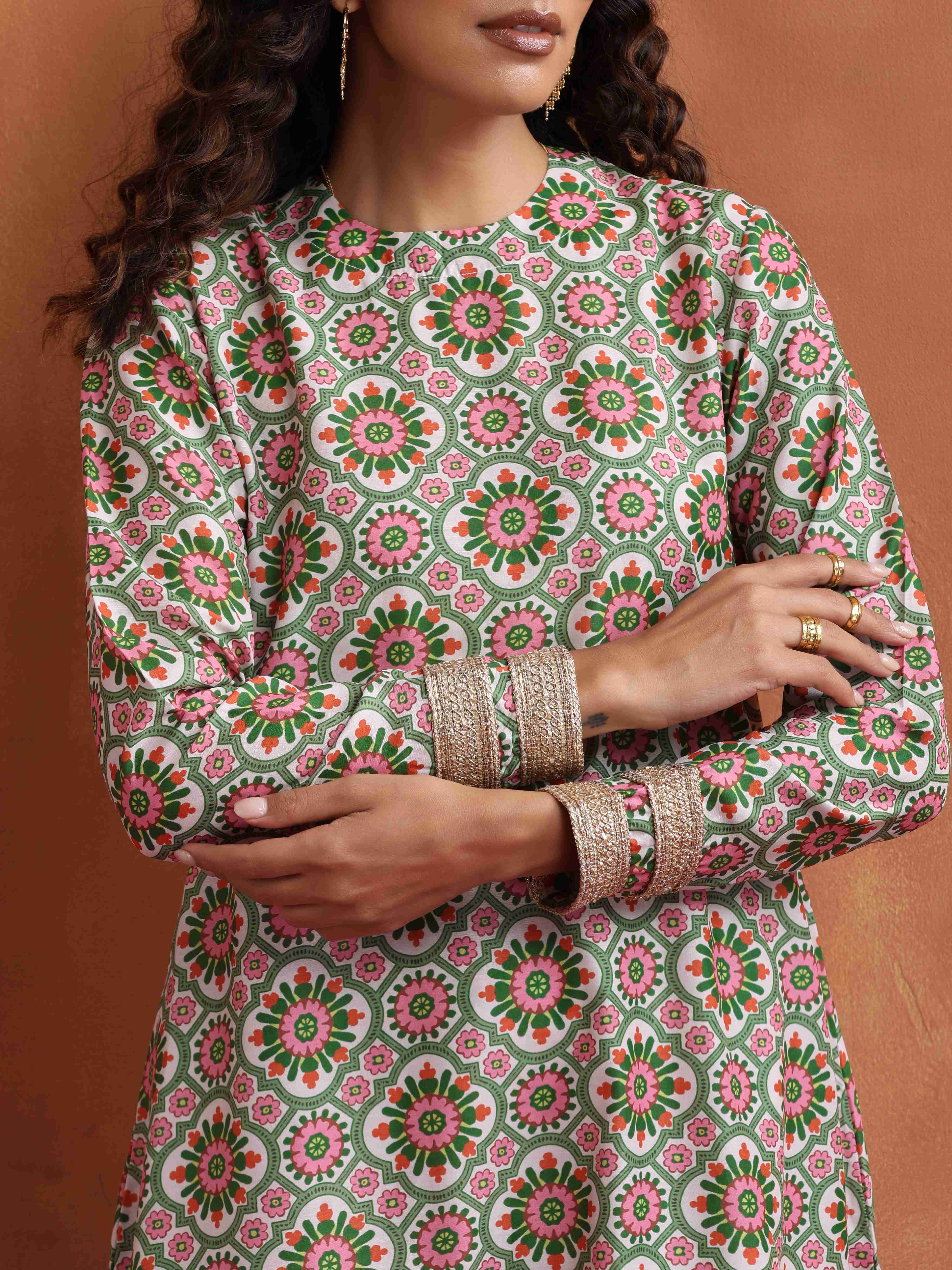 trueBrowns Off White Geometric Print Sharara Set | Grocsy