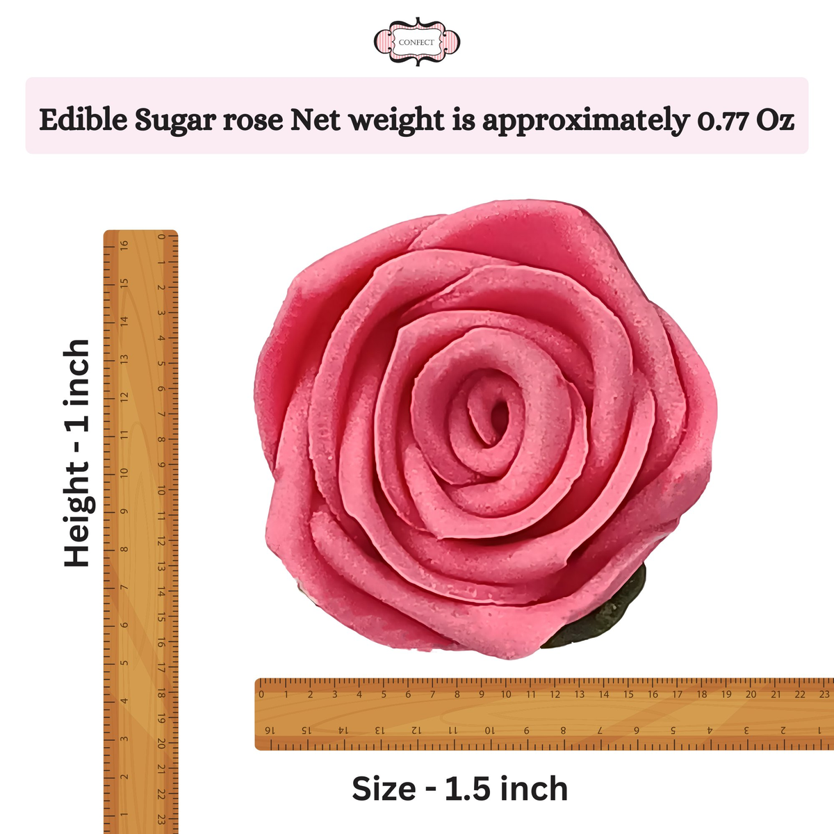 Confect Flamingo Rose Pink | Edible Sugar Roses Topper | Grocsy