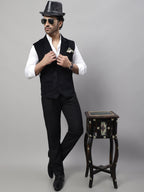Even Apparels Men's Black Nehru Jacket With Welt Pockets | Grocsy