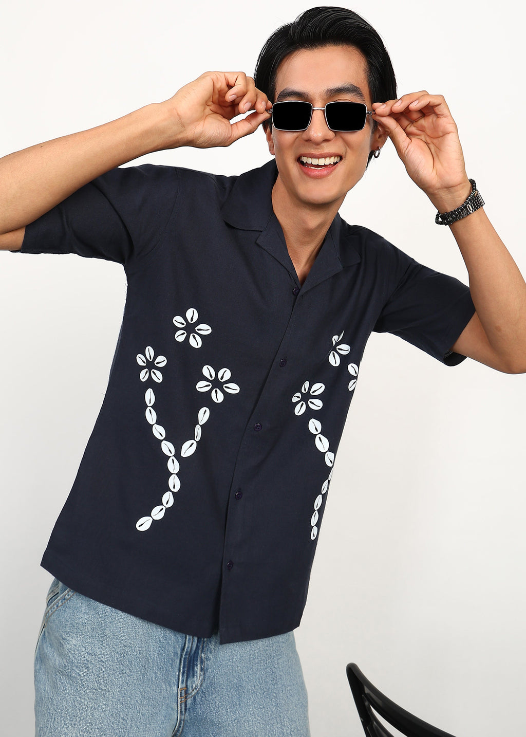 Fabmade Midnight Bloom Linen Shirt | Grocsy