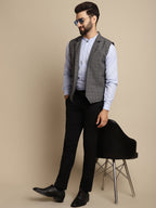 Even Apparels Men's Grey Waistcoat with Notched Lapel | Grocsy