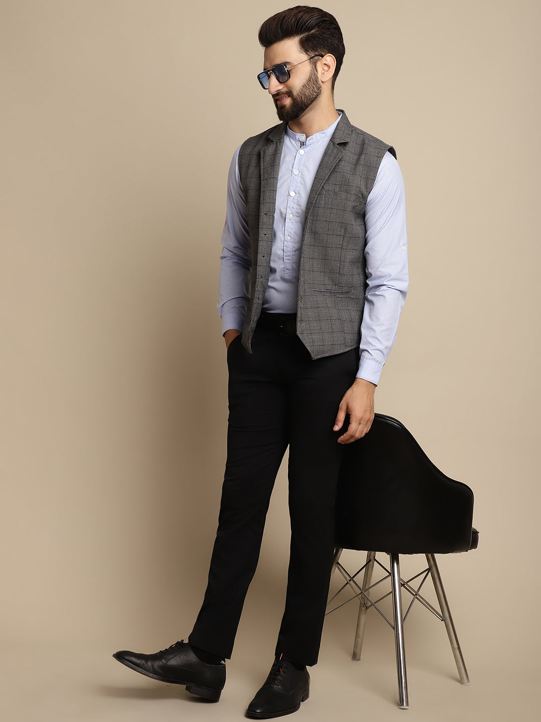 Even Apparels Men's Grey Waistcoat with Notched Lapel | Grocsy