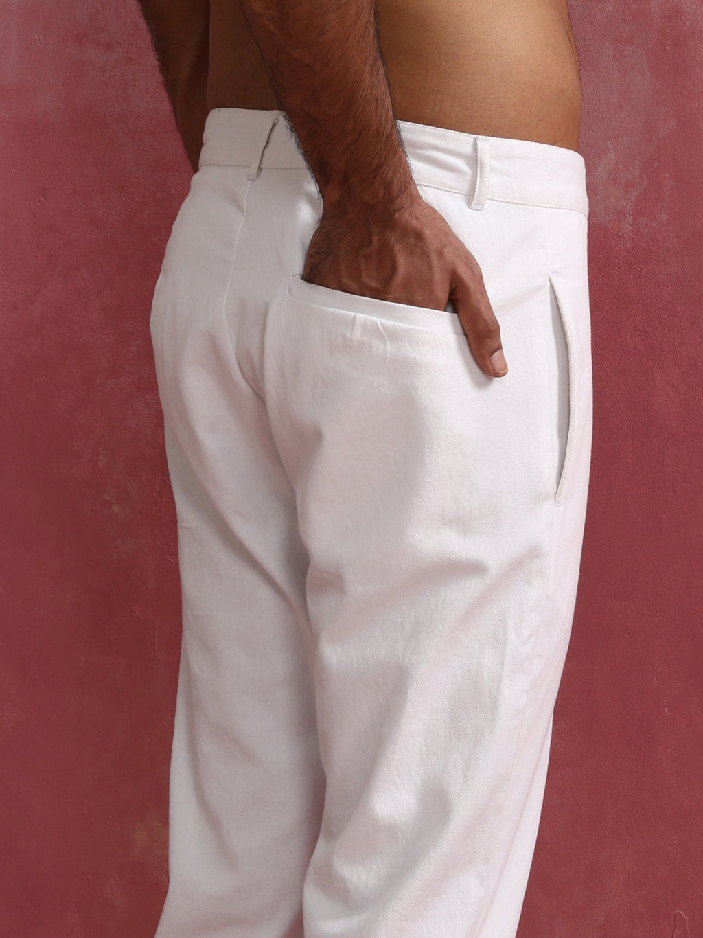 trueBrowns Men's White Cotton Twill Pants | Grocsy