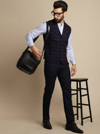 Even Apparels Men's Blue Waistcoat with Notched Lapel | Grocsy