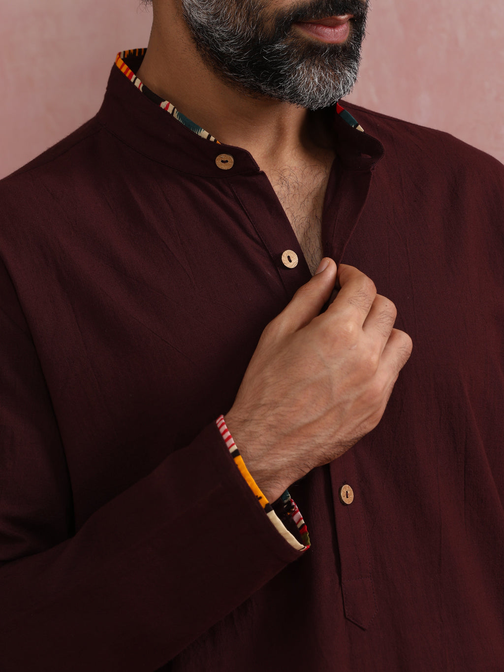 trueBrowns Men's Cola Mandarin Collar Kurta | Grocsy