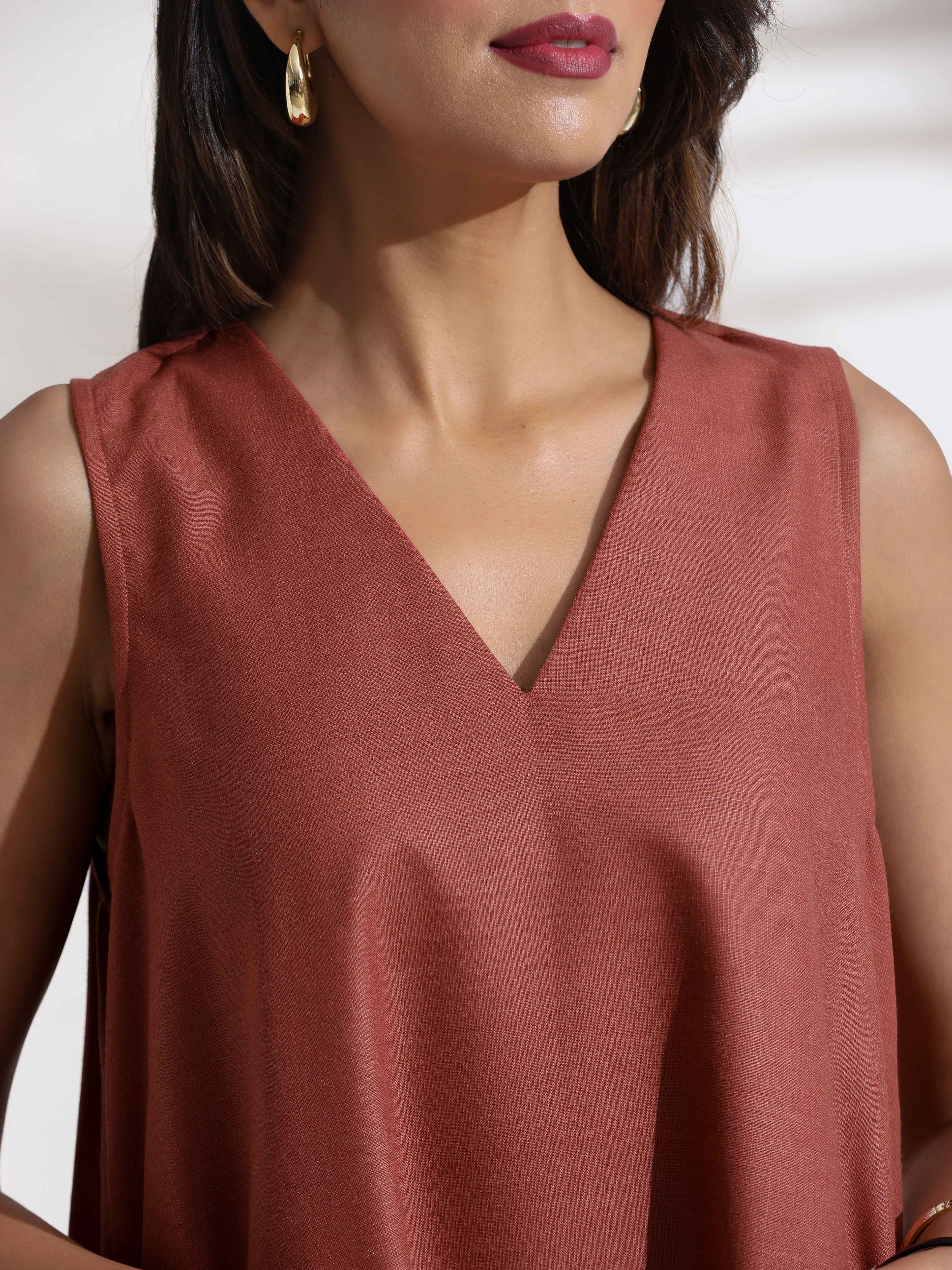 trueBrowns Pink Slub Dress | Grocsy