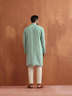trueBrowns Men's Green Cotton Dobby Kurta | Grocsy