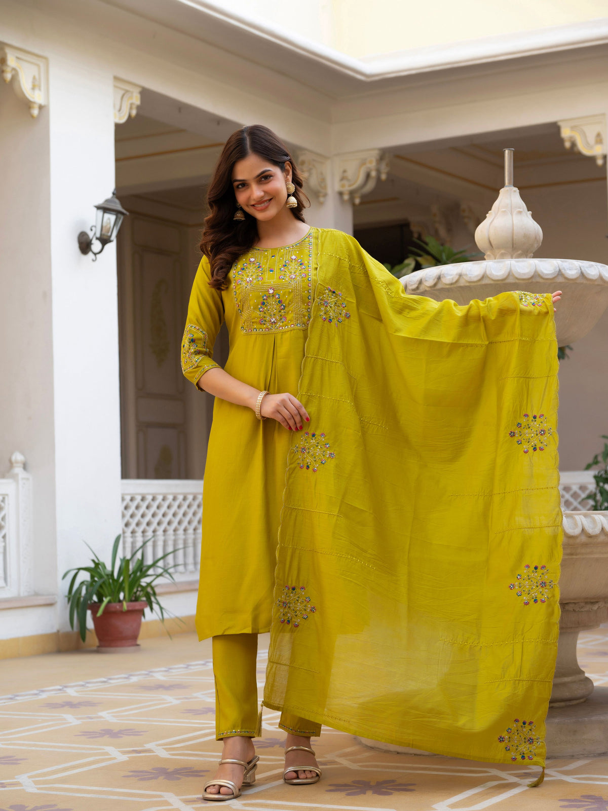 Pramukh Fab Mustard Color Viscose Mango Silk Kurta Set | Grocsy