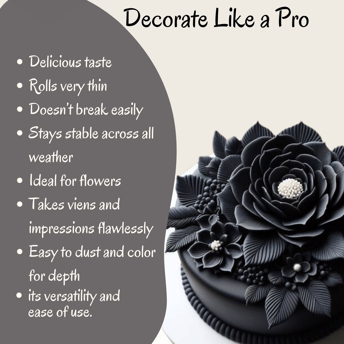 Confect Black | Edible Gum paste | Grocsy