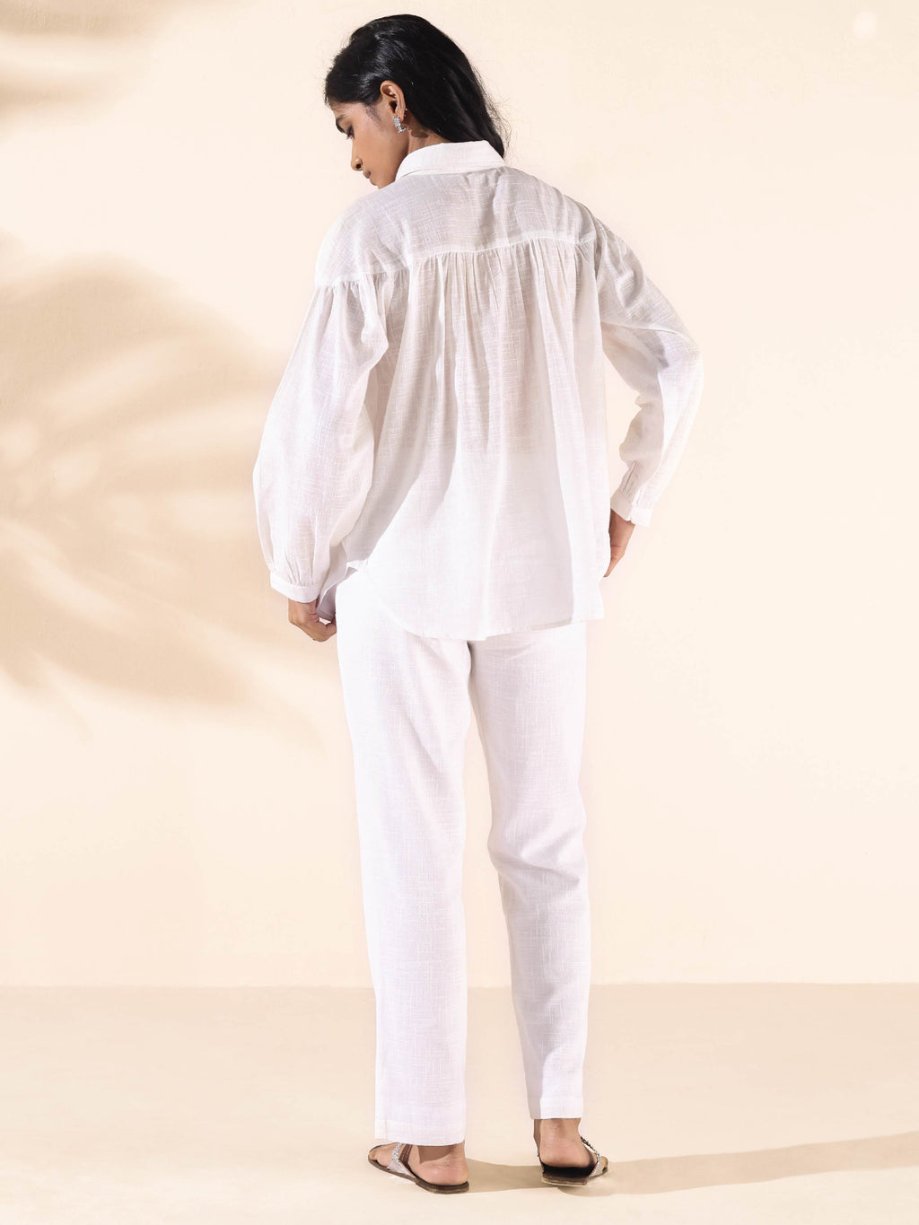 trueBrowns White Cotton Shirt Co-ord Set | Grocsy