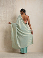 trueBrowns Blue Gold Metallic Ready To Wear Saree | Grocsy
