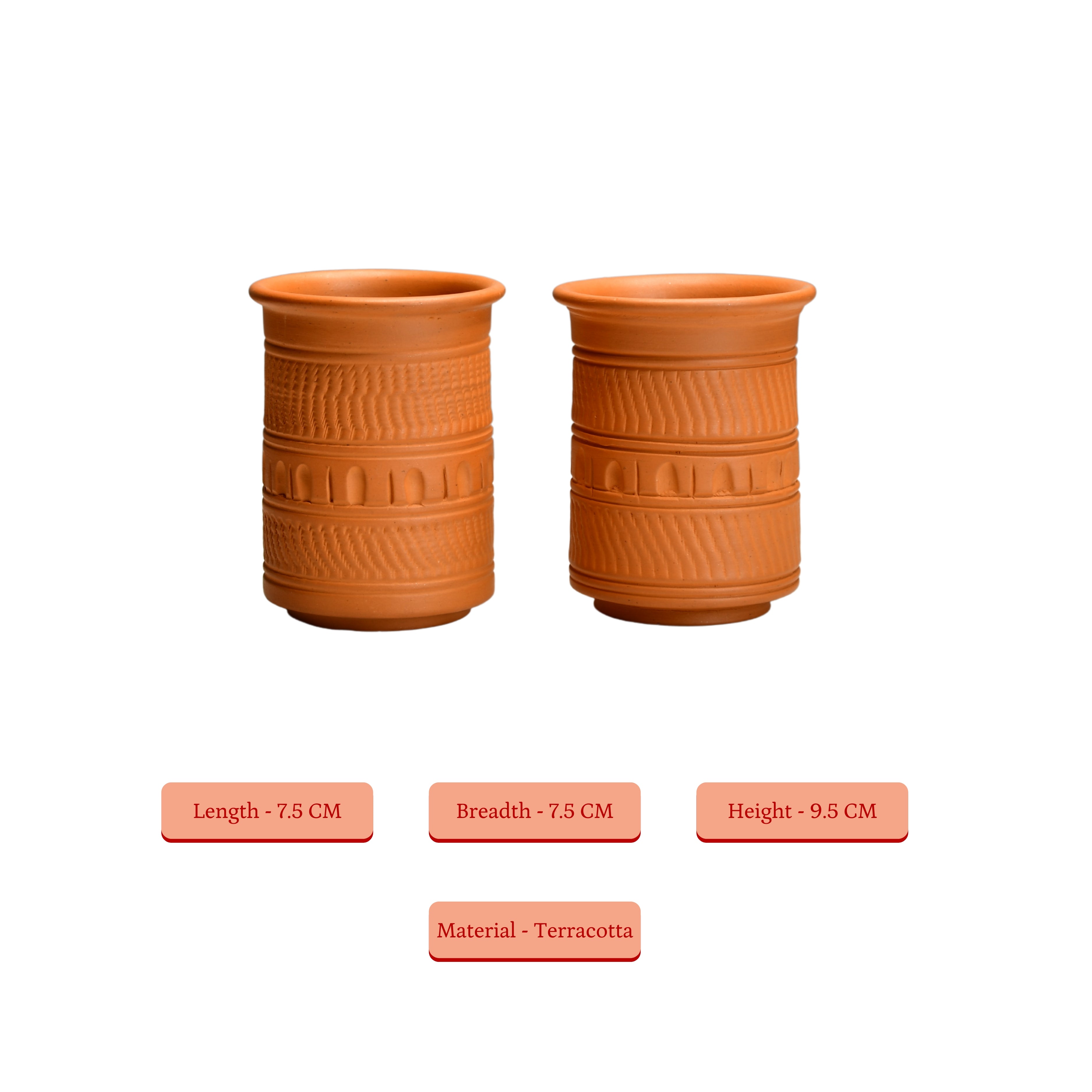 Sowpeace Premium Set of 2 Unglazed Terracotta tumbler | Grocsy