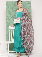 InWeave Women's Teal Strappy Set W White Pink Or Duptta | Grocsy