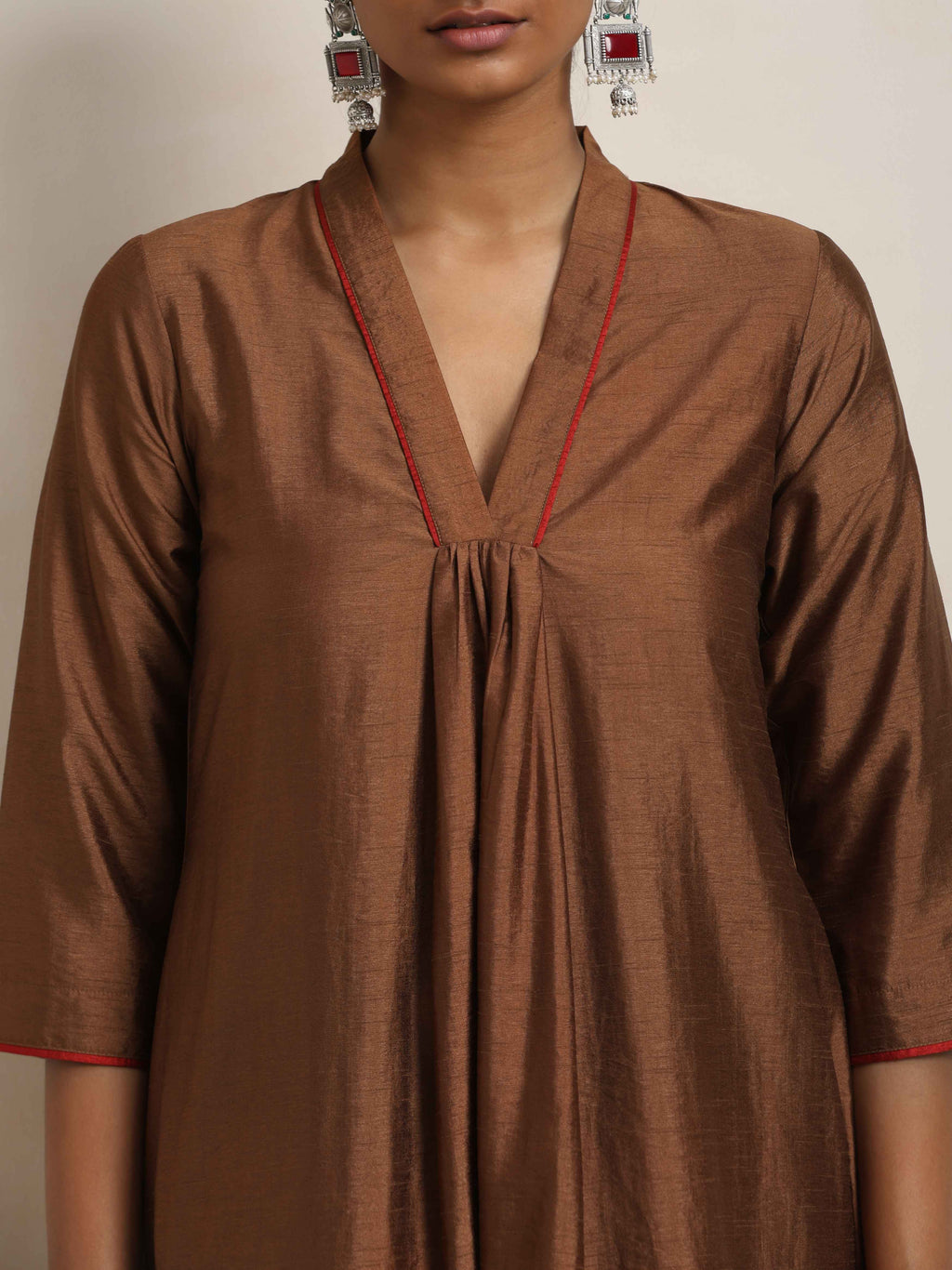 trueBrowns Brown Silk Kurta Set | Grocsy