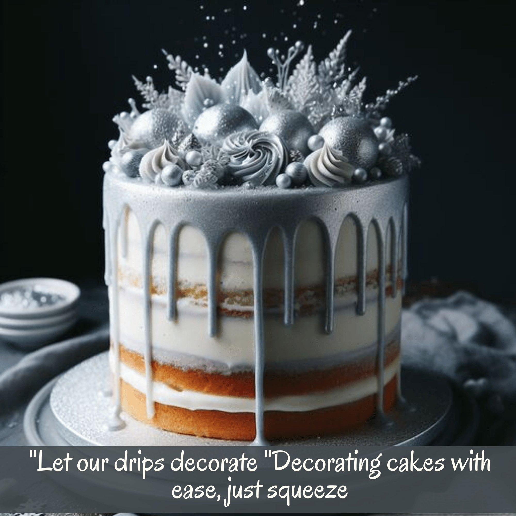 Confect Shimmering Silver | Edible Drips | Grocsy