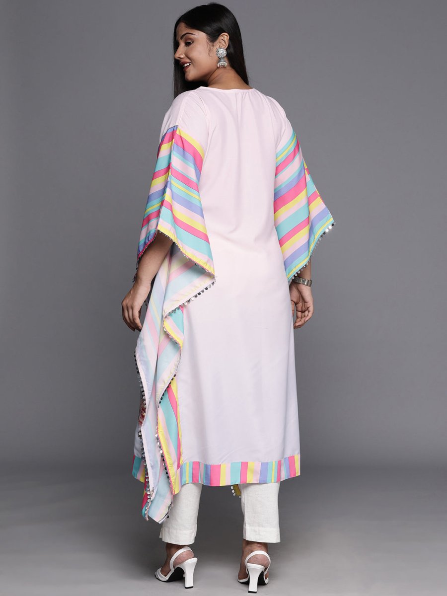 Ahalyaa Printed Plus Size Flared Sleeves Sequined Crepe Kaftan Kurta | Grocsy