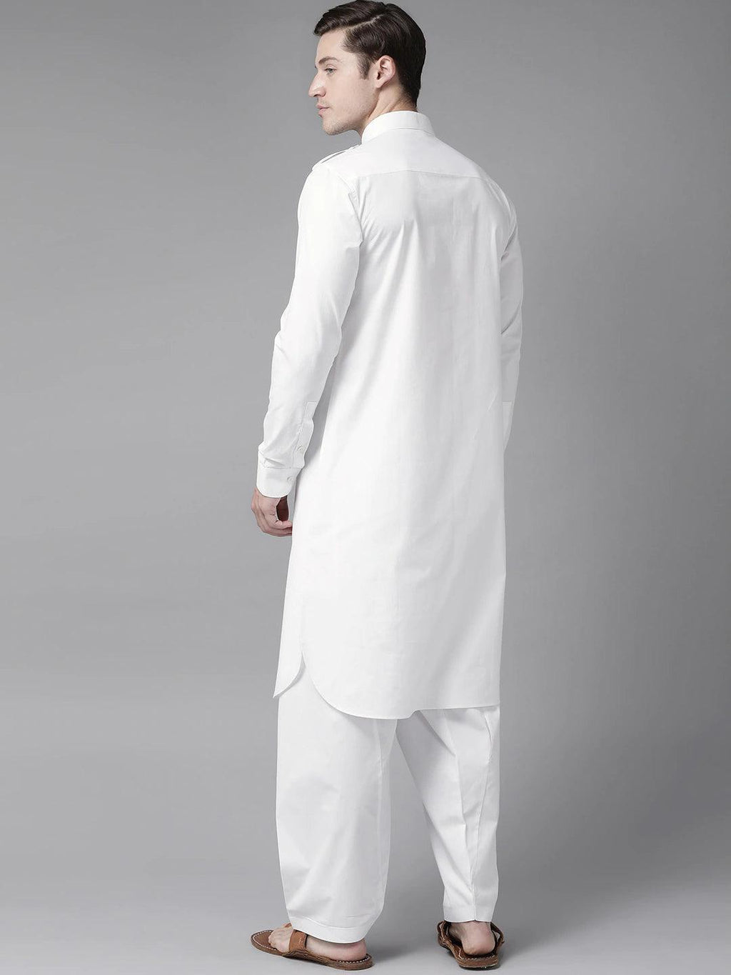 Fabmade White Pathani Suit | Grocsy
