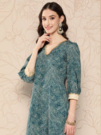 Ahalyaa Women Floral Printed Gotta Patti Crepe Kurta | Grocsy