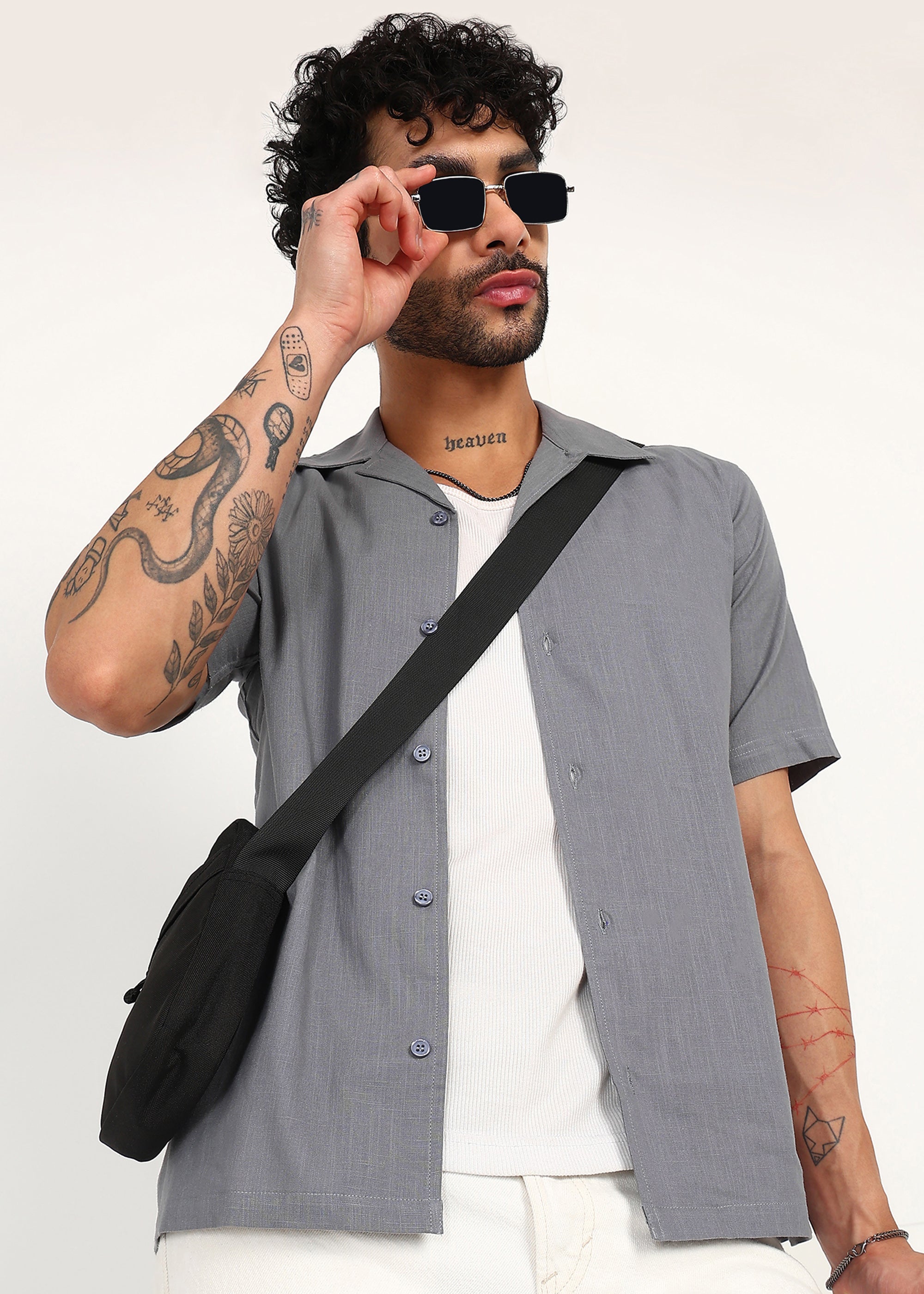 Fabmade Slate Ease Linen Shirt | Grocsy