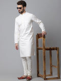 Even Apparels White Pure Cotton Kurta With Band Collar | Grocsy